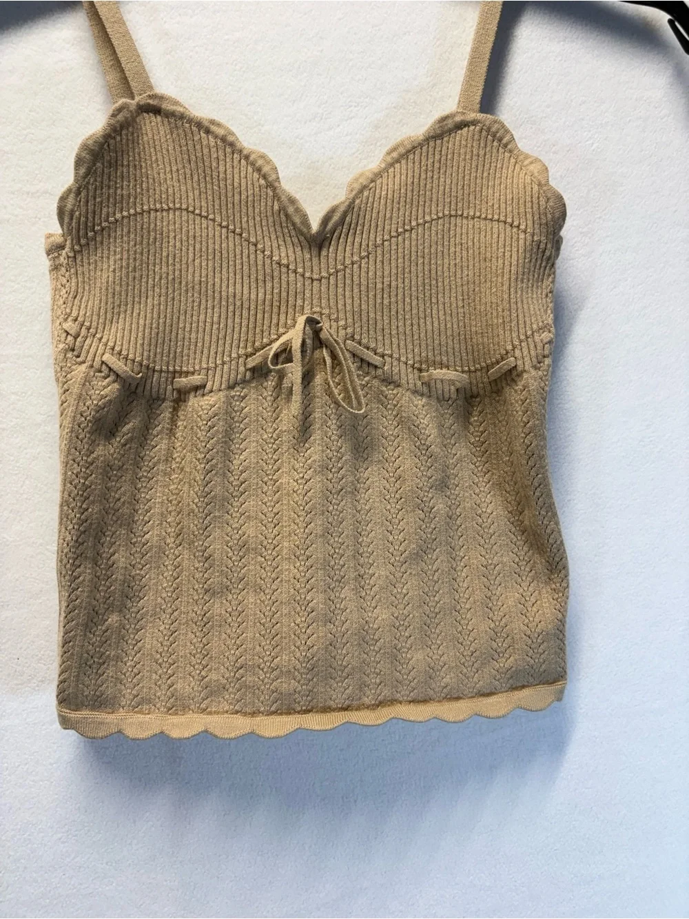 Wilfred Camel Ribbed Tie-Front Knit Cami - Picture 3 of 6